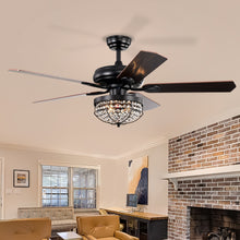 Load image into Gallery viewer, 52" Luxury Crystal Ceiling Fan Light Traditional Matte Black Ceiling Fan Reversible 3-speed Ceiling Fan, 1H/2H/4H/8H Timer