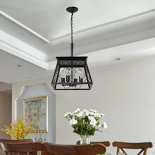 Load image into Gallery viewer, Black Farmhouse Lantern Chandelier Dining Room Vintage Chain Chandelier (No Bulbs)