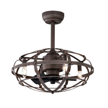 Load image into Gallery viewer, 21" Matte Black Cage Ceiling Fan Industrial Style Remote Control Ceiling Fan Light Kit 3-Speed Timer Ceiling Fan
