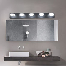 Cargar imagen en el visor de la galería, LED Modern Black Vanity Light Bathroom Acrylic Mirror Front Light Round 5 Lights