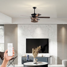 Load image into Gallery viewer, 52" Farmhouse Ceiling Fan Light 3 Light Ceiling Fan Vintage Drum Pendant Light
