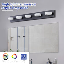 Cargar imagen en el visor de la galería, LED Modern Black Vanity Light Bathroom Acrylic Mirror Front Light Round 5 Lights