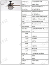 Load image into Gallery viewer, 52'' Low Profile Ceiling Fan with Lights (No Include Bulb), Blade Dark Wood Ceiling Fan