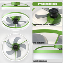 Carregar imagem no visualizador da galeria, 19.7" Simple LED Ring Chandelier Fan Modern Recessed Ceiling Light Chandelier Green Ceiling Fan Light