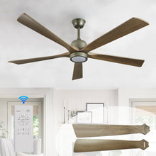 Загрузить изображение в средство просмотра галереи, 60" Modern Ceiling Fan Light Olive Green Wood Ceiling Fan 6 Speed Silent Reversible Ceiling Fan