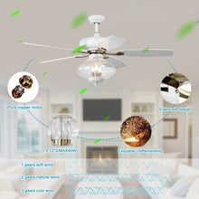 Load image into Gallery viewer, 52'' Low Profile Ceiling Fan , White Modern Ceiling Fans with Remote Control --Matte White