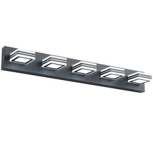 Carregar imagem no visualizador da galeria, 32" Black Vanity Light Modern Bathroom LED Mirror Light Rectangular 5 Lights