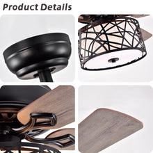 Load image into Gallery viewer, 52'' Low Profile Ceiling Fan with Lights (No Include Bulb), Blade Dark Wood Ceiling Fan