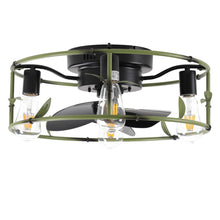 Cargar imagen en el visor de la galería, Modern Style Ceiling Light Green Cage Ceiling Fan Light Remote Controlled Ceiling Fan Light