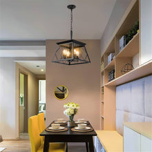Load image into Gallery viewer, Black Farmhouse Lantern Chandelier Dining Room Vintage Chain Chandelier (No Bulbs)