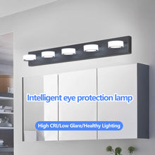 Cargar imagen en el visor de la galería, LED Modern Black Vanity Light Bathroom Acrylic Mirror Front Light Round 5 Lights