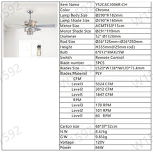 Load image into Gallery viewer, 52" Double Crystal Shade Crystal Ceiling Fan Light Vintage Chandelier Reversible 3-speed Silent Ceiling Fan