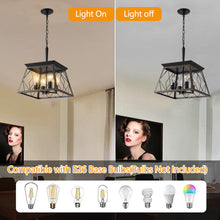 Load image into Gallery viewer, Golden Black Farmhouse Lantern Chandelier Dining Room Vintage Chain Chandelier (No Bulbs)
