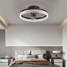 Carregar imagem no visualizador da galeria, 19.7" Simple LED Ring Ceiling Light Luxury Crystal Ceiling Light Brown Fan Light