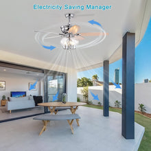 Load image into Gallery viewer, 52" Glass Chandeliers Fan with Remote, Classic, Glam, Traditional, Transitional, Chrome