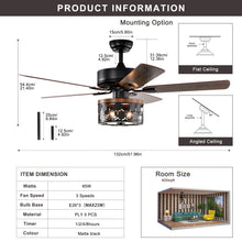 Загрузить изображение в средство просмотра галереи, 52'' Plywood Blades Ceiling Fan with Remote Control