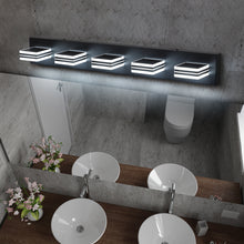 Carregar imagem no visualizador da galeria, 32" Black Vanity Light Modern Bathroom LED Mirror Light Rectangular 5 Lights