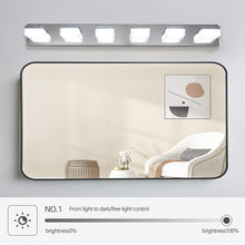 Загрузить изображение в средство просмотра галереи, 38.2" Chrome Vanity Light Modern Bathroom LED Mirror Light Rectangular 6 Lights