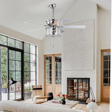 Load image into Gallery viewer, 52" Modern Style Pendant Light Silent Reversible Ceiling Fan 3-Speed Adjustable Ceiling Fan Light - Chrome (Bulb Not Included)