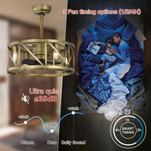 Load image into Gallery viewer, 20'' Small size ceiling fan with kit ,5 ABS blades Antique brown decorate ceiling fan light with Remote control for bedroom