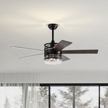 Загрузить изображение в средство просмотра галереи, 52-inch 5-blade Lighted Ceiling Fan with Remote Control , Glass Shade (Optional Remote) --Matte Black