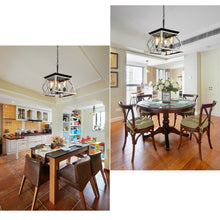 Load image into Gallery viewer, Oak Farmhouse Lantern Chandelier Dining Room Vintage Chain Chandelier (No Bulbs)