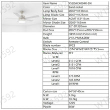 Cargar imagen en el visor de la galería, 52-inch 5-blade Plywood Blades Ceiling Fan ,Dual Lamp Shade Ceiling Fan with Remote Control (Optional Remote) - Satin Nickel