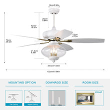 Load image into Gallery viewer, 52'' Low Profile Ceiling Fan , White Modern Ceiling Fans with Remote Control --Matte White