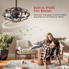 Load image into Gallery viewer, 21" Matte Black Cage Ceiling Fan Industrial Style Remote Control Ceiling Fan Light Kit 3-Speed Timer Ceiling Fan