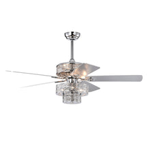 Load image into Gallery viewer, 52" Double Crystal Shade Crystal Ceiling Fan Light Vintage Chandelier Reversible 3-speed Silent Ceiling Fan