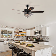 Load image into Gallery viewer, 52" Luxury Crystal Ceiling Fan Light Traditional Matte Black Ceiling Fan Reversible 3-speed Ceiling Fan, 1H/2H/4H/8H Timer
