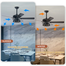 Load image into Gallery viewer, 52'' Farmhouse Ceiling Fan Dual Finish Blades Industrial Fandelier --Matte Black