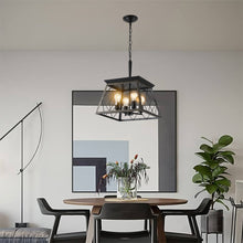Load image into Gallery viewer, Golden Black Farmhouse Lantern Chandelier Dining Room Vintage Chain Chandelier (No Bulbs)