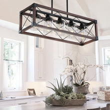 Charger l'image dans la galerie, 31.5" Black & Red Farmhouse Chandelier Dining Room Rectangular Island Light Metal Chandelier (No Bulb)