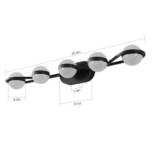 Load image into Gallery viewer, 35.4" Modern Bathroom Black Mirror Light Wall Mounted Vanity Light Globe 5 Lights