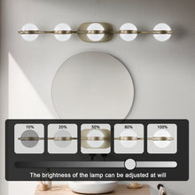 Load image into Gallery viewer, 35.4" Modern Bathroom Gold Mirror Light Wall Mounted Vanity Light Globe 5 Lights