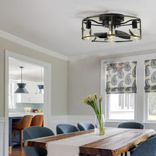 Cargar imagen en el visor de la galería, Modern Style Ceiling Light Green Cage Ceiling Fan Light Remote Controlled Ceiling Fan Light