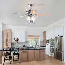 Load image into Gallery viewer, 52" Glass Chandeliers Fan with Remote, Classic, Glam, Traditional, Transitional, Chrome