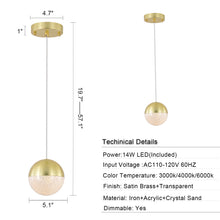 Cargar imagen en el visor de la galería, Simple Linear Chandelier Modern Gold LED Spherical Chandelier Dimmable
