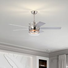 Cargar imagen en el visor de la galería, 52-inch 5-blade Plywood Blades Ceiling Fan ,Dual Lamp Shade Ceiling Fan with Remote Control (Optional Remote) - Satin Nickel