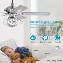 Load image into Gallery viewer, 52" Dual Wood 5-Blade Crystal Ceiling Fan with Remote