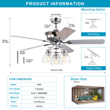 Load image into Gallery viewer, 52" Farmhouse Glass Shade 5-Blade Reversible Ceiling Fan with Light Kit and Remote --Chrome