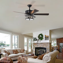 Load image into Gallery viewer, 52" Crystal Chandelier Fan with Lights and Remote Control, Modern Ceiling Fan with Dual Finish Reversible Blades, Fandelier, Matte Black