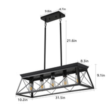 Load image into Gallery viewer, 31.5" Black Farmhouse Chandelier Dining Room Rectangular Island Light Metal Chandelier