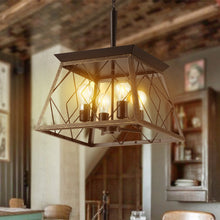 Load image into Gallery viewer, Golden Black Farmhouse Lantern Chandelier Dining Room Vintage Chain Chandelier (No Bulbs)