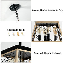 Load image into Gallery viewer, Oak Farmhouse Lantern Chandelier Dining Room Vintage Chain Chandelier (No Bulbs)