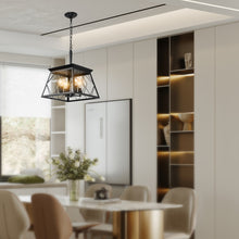 Load image into Gallery viewer, Black Farmhouse Lantern Chandelier Dining Room Vintage Chain Chandelier (No Bulbs)