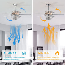 Load image into Gallery viewer, 52" Double Crystal Shade Crystal Ceiling Fan Light Vintage Chandelier Reversible 3-speed Silent Ceiling Fan