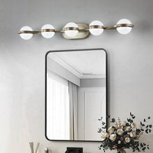Load image into Gallery viewer, 35.4" Modern Bathroom Gold Mirror Light Wall Mounted Vanity Light Globe 5 Lights