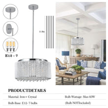 Load image into Gallery viewer, 15.7" Luxury Transparent K9 Crystal Chandelier Living Room Round Chain Chandelier Luxury Home Decor Lighting